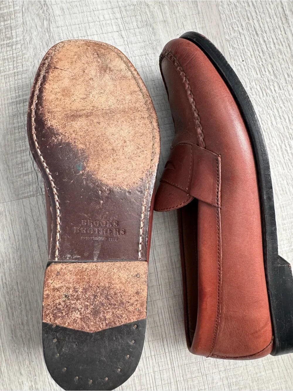 Brooks Brothers Men's Rust Brown Leather Penny Loafers